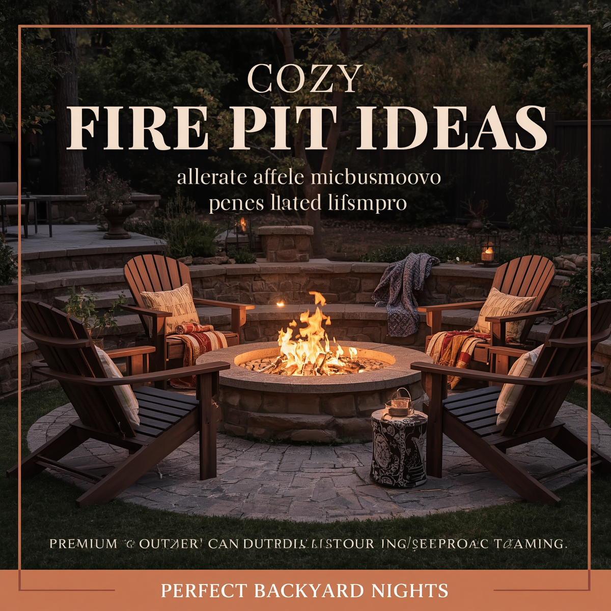 Cozy backyard fire pit setup with warm lighting outdoor seating and relaxing evening atmosphere.