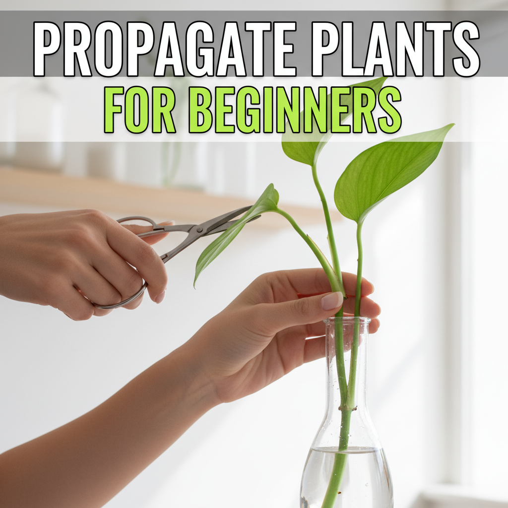 indoor plant propagation process with stem cutting in water for beginners
