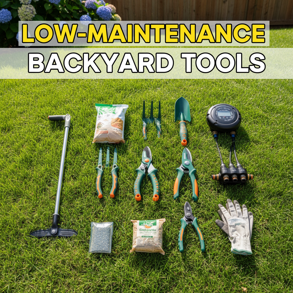 low maintenance backyard tools including ergonomic hand tools and weed puller for easy gardening